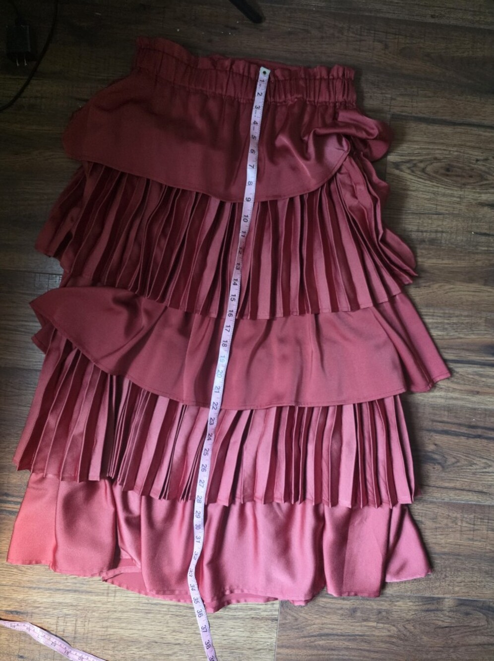 Pleated Circle Skirt in Rose Red